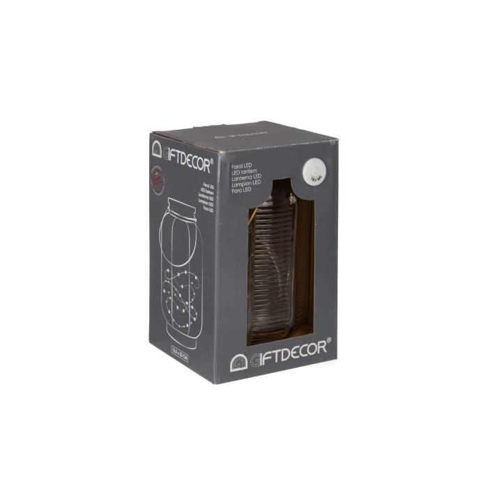 Giftdecor Farol LED Rayas Alto Transparente 14x22x14cm con 20 LED (Set de 6) 2