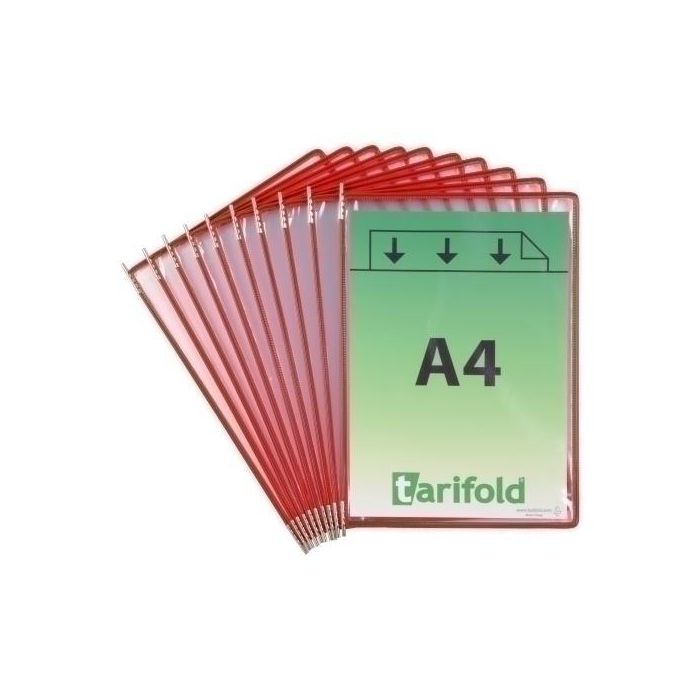 Funda Tarifold Con Pivotes A4 Con Marco Rojo Paquete De 10
