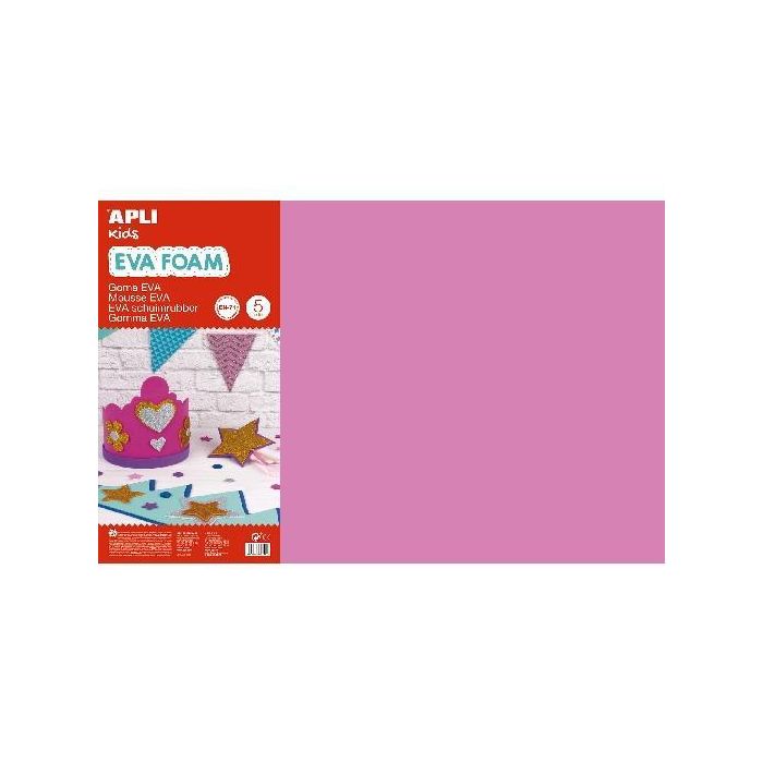 Apli Goma Eva 40x60 cm Grosor 2 mm Rosa Pack 5 Ud