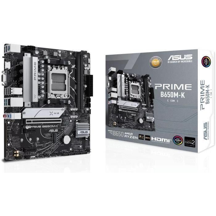Asus Prime B650M-K Placa Base Micro ATX, Socket AM5, DDR5 8000MHz (OC), PCIe 5.0 M.2, Ethernet 2.5Gb