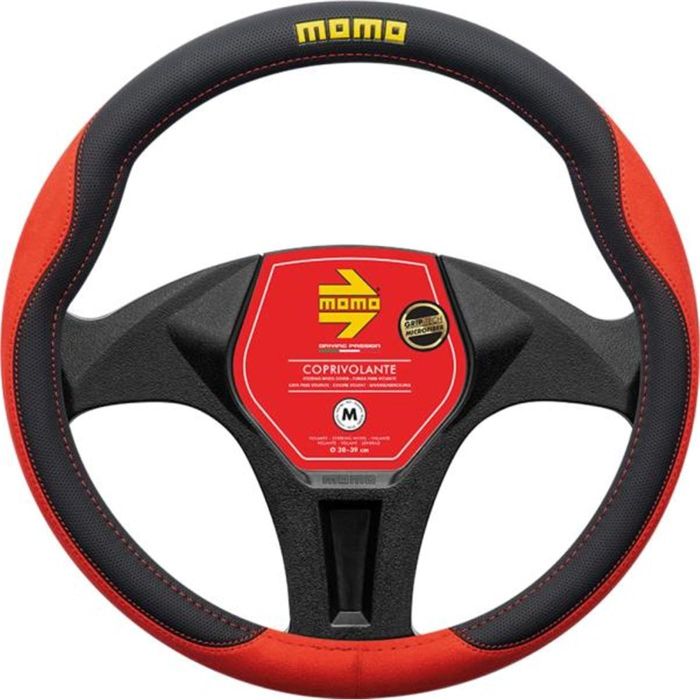 Momo MOMLSWC0COMRB Funda Volante Comfort Microfibra Rojo Negro para Volantes de 38-39 cm, Protectora y con Agarre Firme