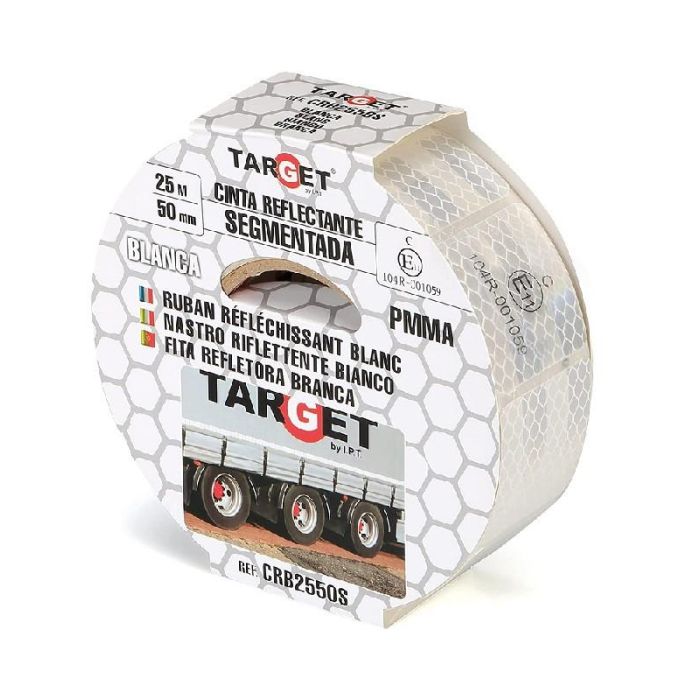 Cinta Adhesiva Reflectante Segmentada Blanca 25M X 50Mm Target Cinta Adhesiva Reflectante Segmentada Blanca 25M X 50Mm Target