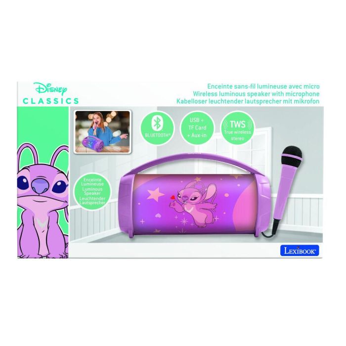 Altavoz Bluetooth Luminoso + Microfono Angel Stitch Disney 1