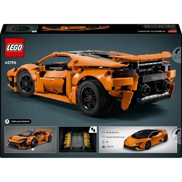 LEGO Technic 42196 Lamborghini Huracán Tecnica Coche de juguete naranja Para niños a partir de 9 años 5 LEGO Technic 42196 Lamborghini Huracán Tecnica Coche de juguete naranja Para niños a partir de 9 años 5