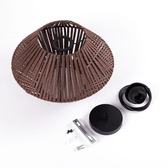 Lámpara Colgante Albert de Ratán SKD-P-2004 con Diseño de Rejilla Étnico, Luz Difusa Oscura para Salón, Comedor, Dormitorio 4 Lámpara Colgante Albert de Ratán SKD-P-2004 con Diseño de Rejilla Étnico, Luz Difusa Oscura para Salón, Comedor, Dormitorio 4