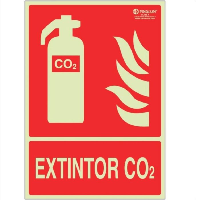 DUVER 7002 Señal Extintor CO2 Plástico Luminiscente 297x210mm