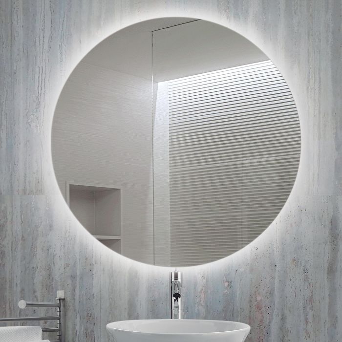 Emuca Espejo de baño Cassiopeia con iluminación LED decorativa, diámetro 60cm, AC 230V 50Hz, 20W y 12W, Aluminio y Cristal 3