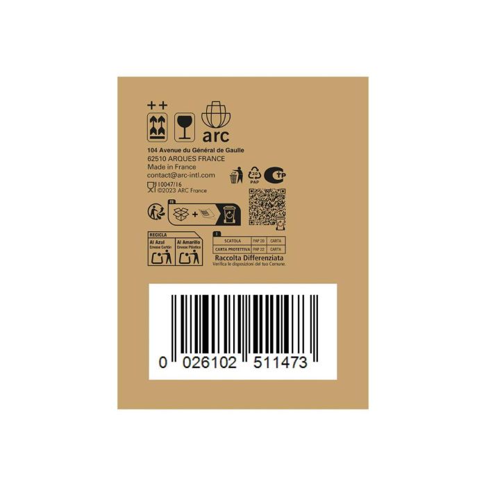 Arcoroc Set 6 Platos Hondos Opal Restaurant 22,5 cm Vidrio Templado Extra Resistente 4