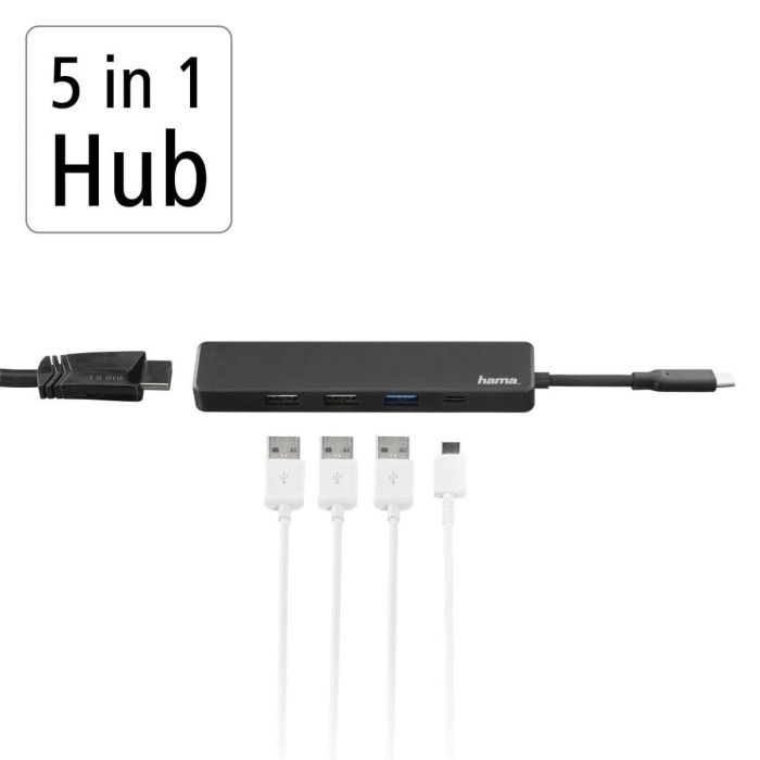 Hub USB Hama 00200117 Negro 60 W 6