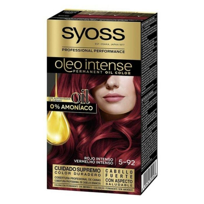 Syoss #5.92 Oleo Intense Tinte sin Amoniaco Rojo Intenso - Coloración Permanente Brillante con Aceites Nutritivos para Cabello Syoss #5.92 Oleo Intense Tinte sin Amoniaco Rojo Intenso - Coloración Permanente Brillante con Aceites Nutritivos para Cabello