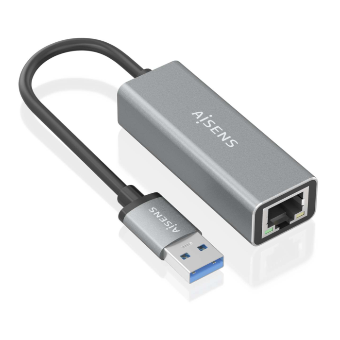 AISENS - CONVERSOR USB 3.0 A ETHERNET GIGABIT 10/100/1000 MBPS, GRIS, 15CM