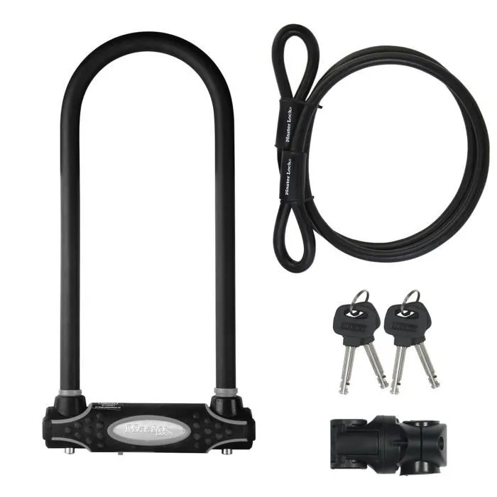 Master Lock Candado en U con Cable y Llave - Modelo XL - Acero Cementado, Doble Grillete, Cable 1.20m - Soporte Bicicleta 0 Master Lock Candado en U con Cable y Llave - Modelo XL - Acero Cementado, Doble Grillete, Cable 1.20m - Soporte Bicicleta 0