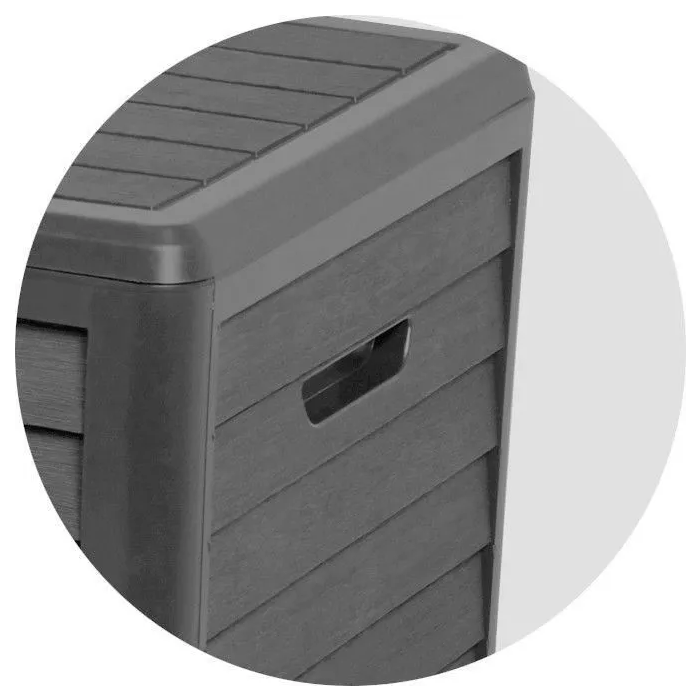 Eda Baya Garden Bay Cubo de Basura de Plástico Gris Antracita 420 Litros Imitación Madera Hecho en Francia 4