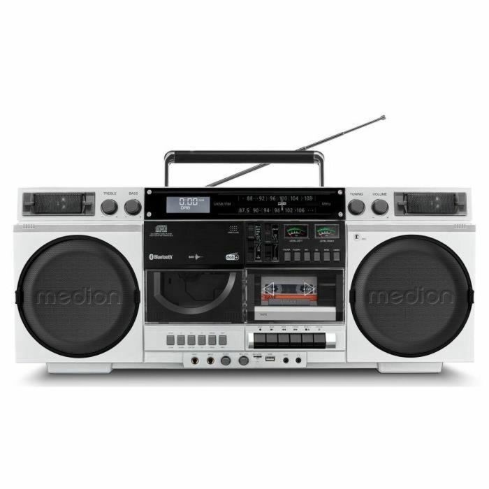 Medion AAAPE16790 Radio Vintage FM/DAB+ con CD, Cassette, USB, MP3 - 2 x 10 W RMS - Plateado
