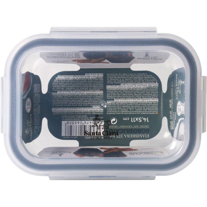 Fiambrera Hermética Santa Clara Transparente Rectangular 375 ml (12 Unidades) 1 Fiambrera Hermética Santa Clara Transparente Rectangular 375 ml (12 Unidades) 1