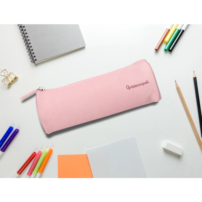 Liderpapel Estuche Portatodo Classic Cilíndrico Ancho Rosa 210x70mm 8