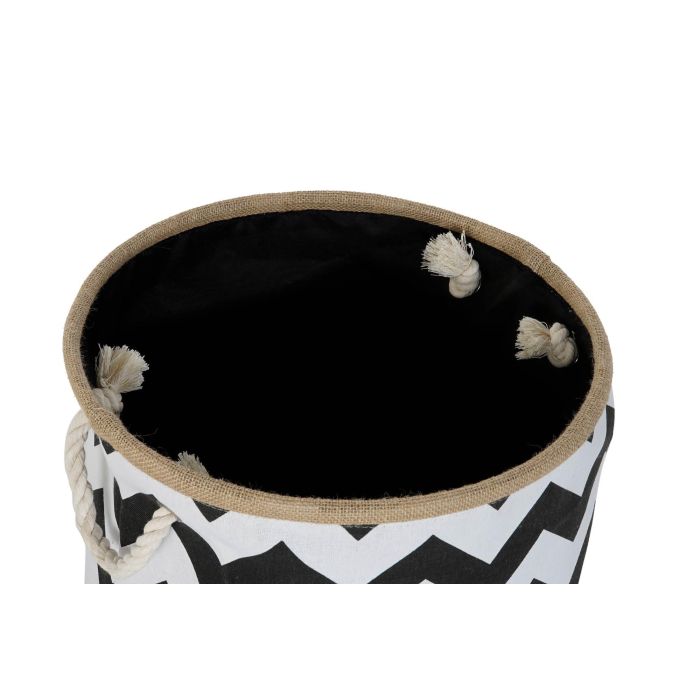 DKD Home Decor Cesta Moderna de Almacenamiento Blanco Negro Zig Zag Poliéster Yute 38x38x45 cm 1 DKD Home Decor Cesta Moderna de Almacenamiento Blanco Negro Zig Zag Poliéster Yute 38x38x45 cm 1