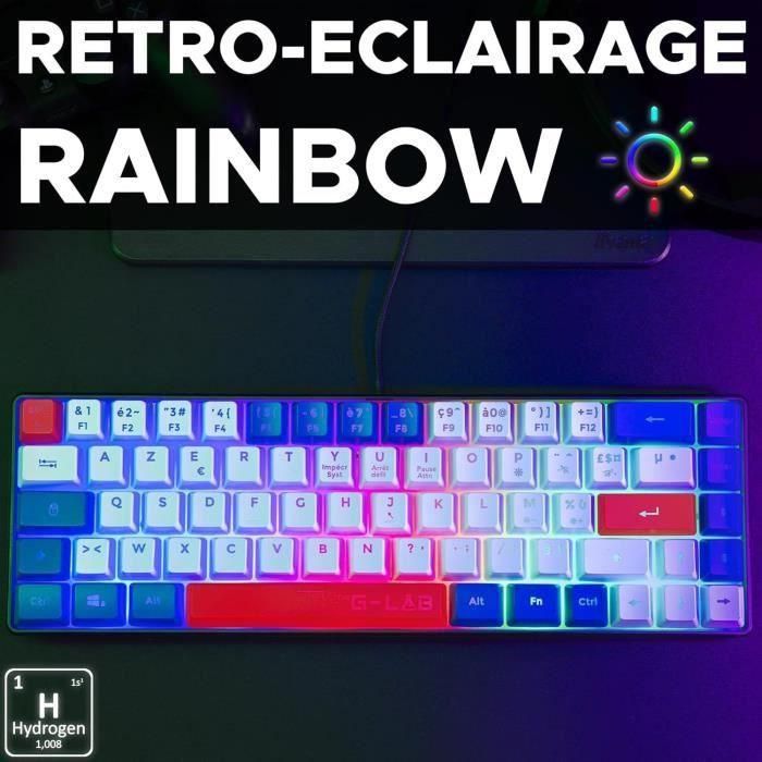 Teclado gaming - THE G-LAB - KEYZ-HYDRO-BWR/FR - 60% membrana 3 colores de teclas Azul-Blanco-Rojo 3 Teclado gaming - THE G-LAB - KEYZ-HYDRO-BWR/FR - 60% membrana 3 colores de teclas Azul-Blanco-Rojo 3