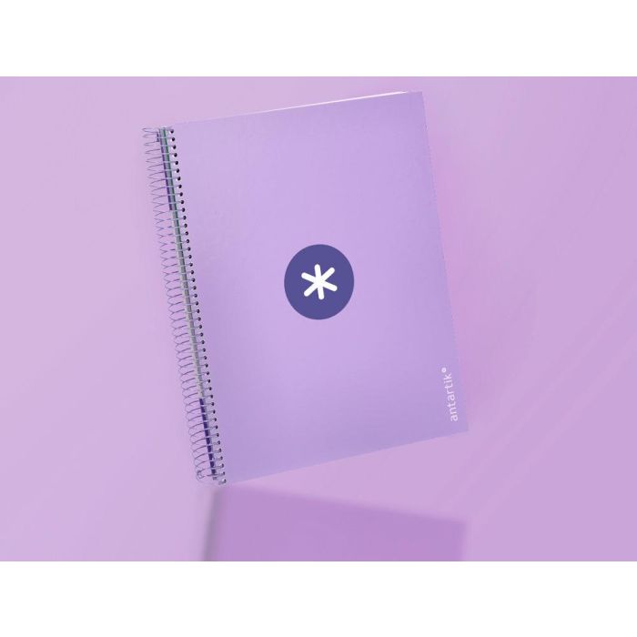 Cuaderno Espiral A4 Micro Antartik Tapa Forrada 120H 90 gr Cuadro 5 mm 5 Bandas 4 Taladros Color Lavanda 9