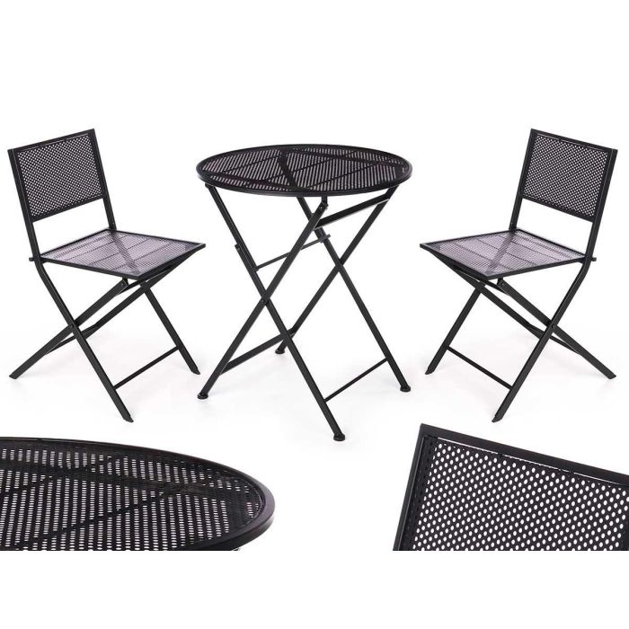 Set Mesa y 2 Sillas Negro Ibergarden - Mesa 60x60 cm, Sillas 41x51 cm