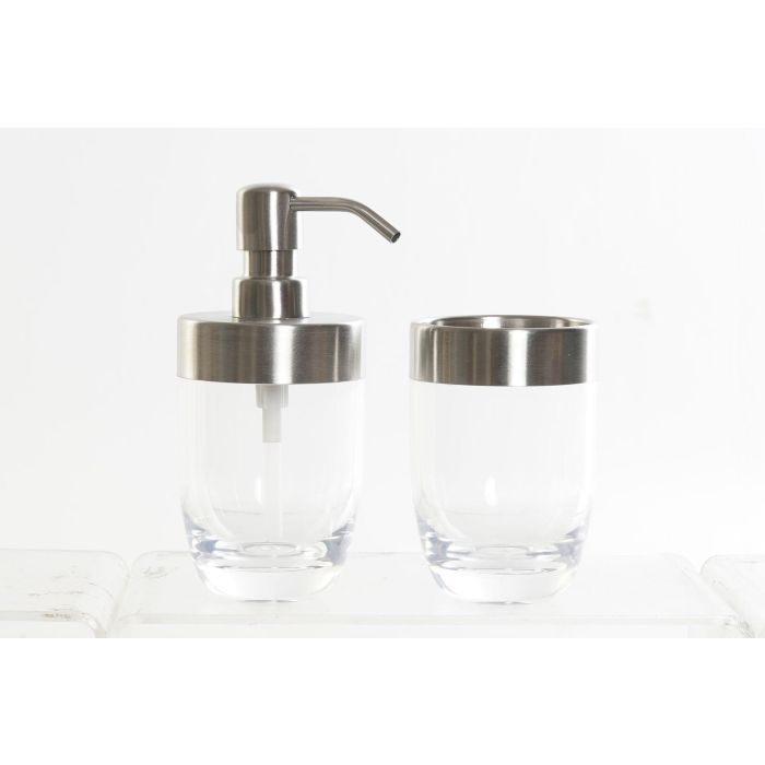 Baño Basicos DKD Home Decor Plateado Transparente 7.5 x 16.5 x 10 cm Set de 2 Baño Basicos DKD Home Decor Plateado Transparente 7.5 x 16.5 x 10 cm Set de 2