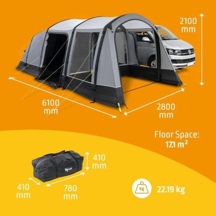 Toldo para furgoneta - KAMPA - Touring Air RH - Gran espacio, ventanas amplias, ventilación con mosquitera, capacidad para 4 personas, multi 3