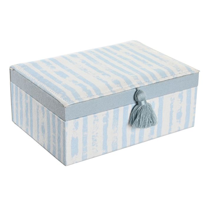 DKD Home Decor Joyero Mediterráneo de Poliéster Azul y Blanco de la Colección Sea Breeze, con Medidas 23x17x9 cm 1 DKD Home Decor Joyero Mediterráneo de Poliéster Azul y Blanco de la Colección Sea Breeze, con Medidas 23x17x9 cm 1