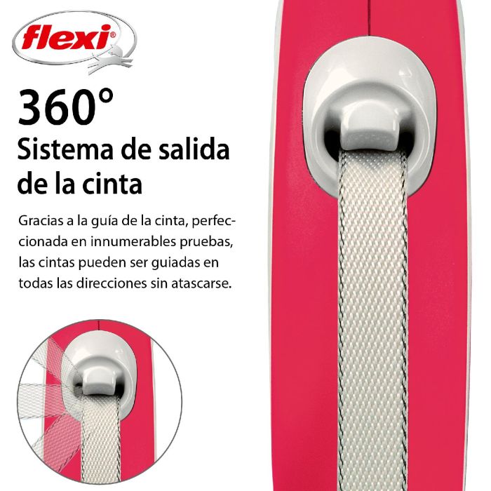 Flexi New Comfort S Correa Retráctil de Cinta 5 Metros Rojo Bicolor para Perros Mayor Control Compatible con Accesorios LED 2