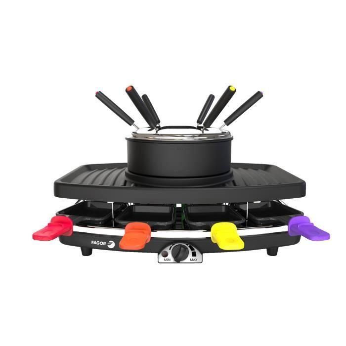 FAGOR - FG816 Combinación de limpiaparabrisas 3 en 1 + fondue + parrilla - 1100W - 1.5L de capacidad - 8 poones + 6 selecciones de fondue FAGOR - FG816 Combinación de limpiaparabrisas 3 en 1 + fondue + parrilla - 1100W - 1.5L de capacidad - 8 poones + 6 selecciones de fondue