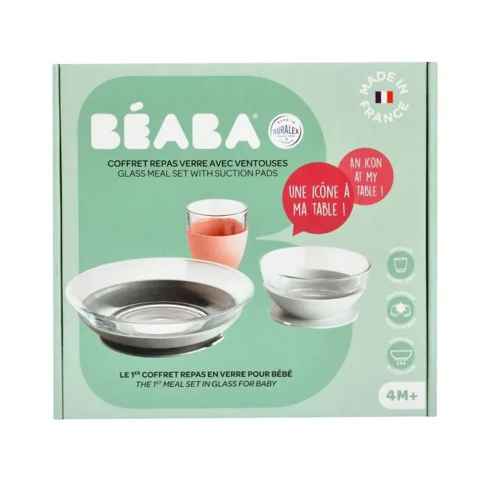 Beaba Caja de Comida de Vidrio Eucalipto para Niños con Vaso y Tapa 3