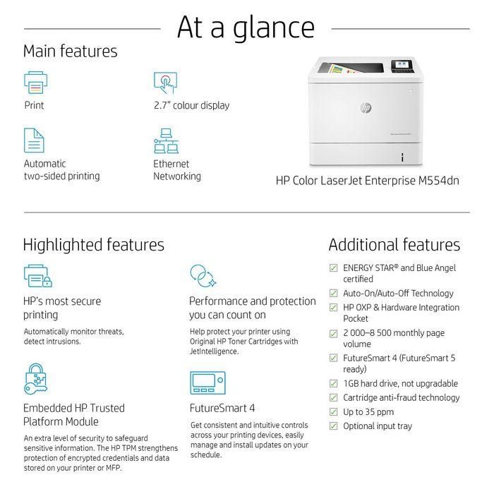 HP Impresora laser color laserJet Enterprise M554dn 28