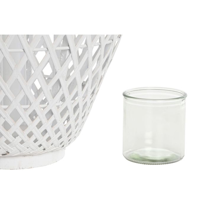 DKD Home Decor Portavela Shabby Blanco Bambú Cristal 40 x 75 x 40 cm (2 Unidades) 2