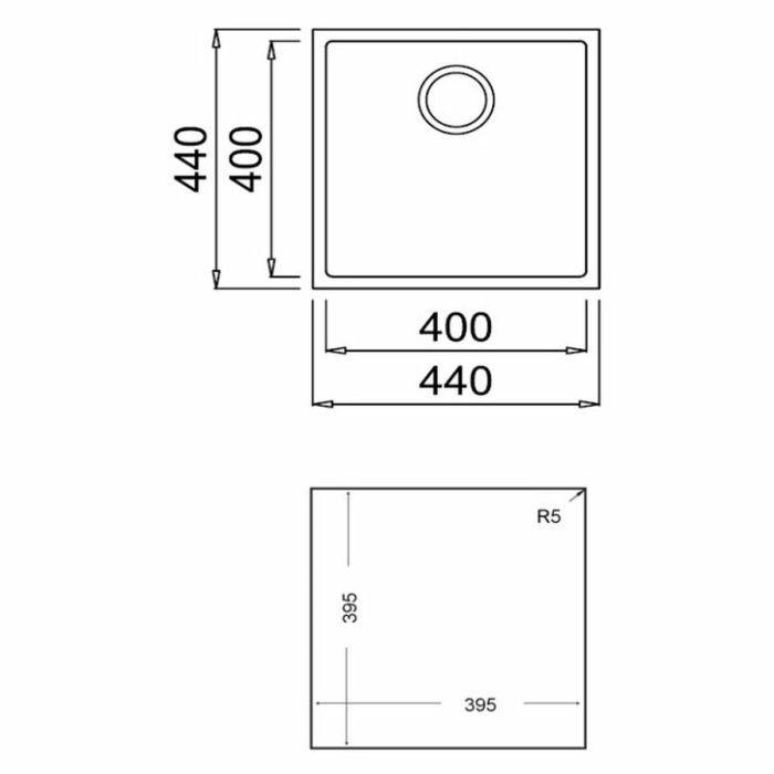 Fregadero de Un Seno Teka Square 40.40 TG 1