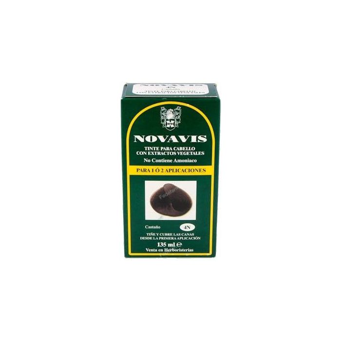Novavis 4N Tinte Castaño 135ml sin Amoníaco con Extractos Vegetales para Cubrir Canas