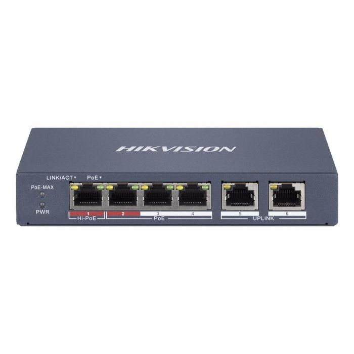 Hikvision Switch PoE Smart Gestionable 4 puertos Fast Ethernet para Vigilancia