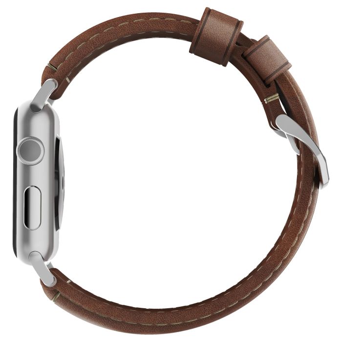 Nomad NM1A4RST00 Correa de Cuero Tradicional Marrón Hebilla Plata para Apple Watch Series 42mm 44mm 45mm 49mm 4