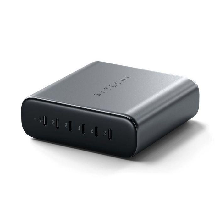 Satechi 200W Cargador de Pared GaN 6 Puertos USB-C PD Carga Rápida para Múltiples Dispositivos, Gris Espacial 1