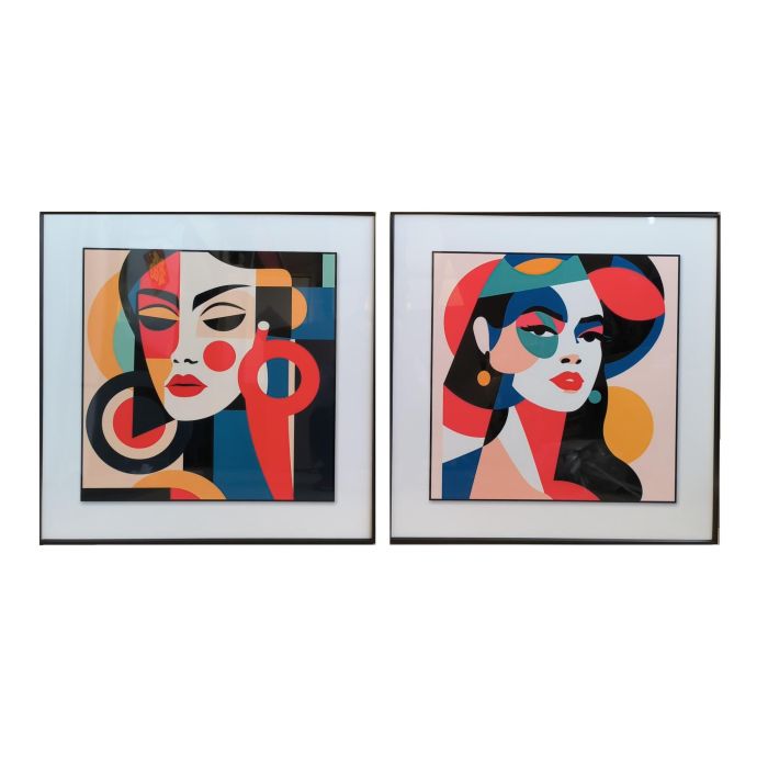 Cuadro Moderno DKD Home Decor Multicolor 3.5 x 80 x 80 cm (2 Unidades)