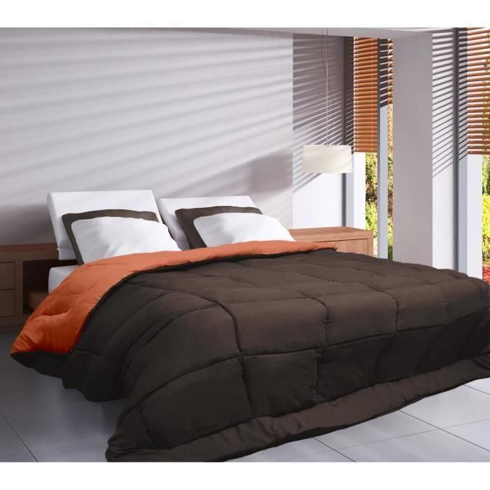 Edredón de microfibra 400g / m² CALGARY Chocolate y Coral 220x240cm 1 Edredón de microfibra 400g / m² CALGARY Chocolate y Coral 220x240cm 1