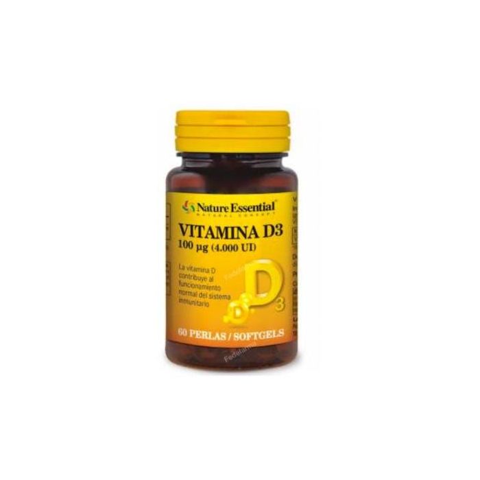 NATURE ESSENTIAL Vitamina D3 100mcg 60 Perlas. Suplemento para el sistema inmune