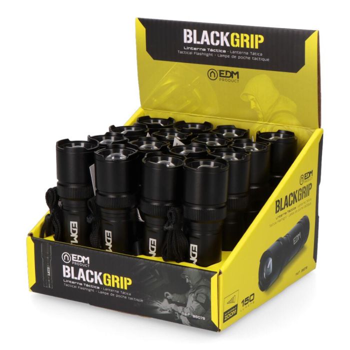Linterna led táctica black grip 150 lm con zoom 3 x aaa (incluidas) aluminio 4 Linterna led táctica black grip 150 lm con zoom 3 x aaa (incluidas) aluminio 4