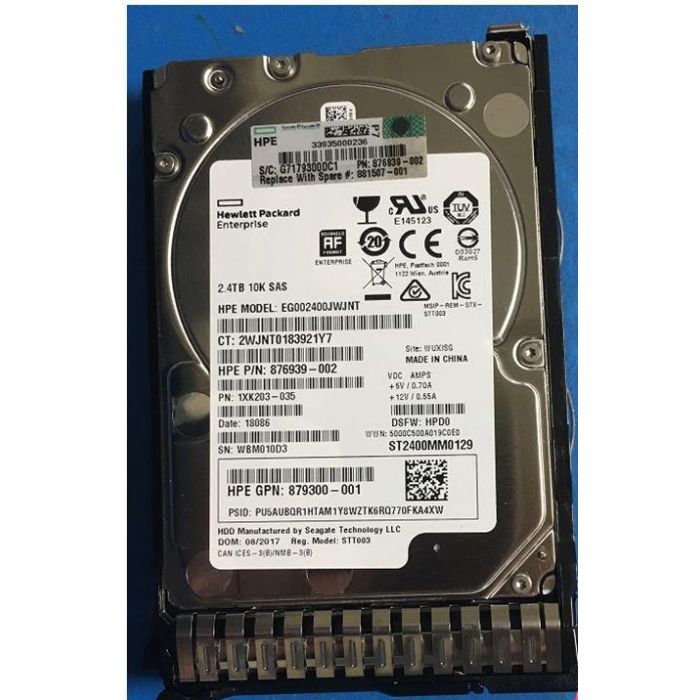 Hewlett Packard Enterprise 2.4TB 2.5" 12G SAS 10K rpm SFF SC DC Disco Duro 1