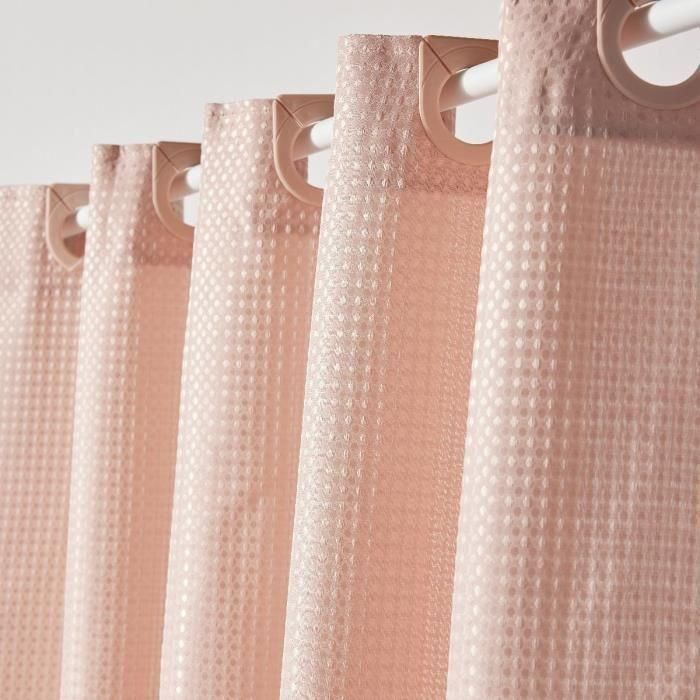 Cortina de ducha con diseño de gofres - Rosa - Poliéster - 180 x 200 cm - 12 ganchos - UTILITY - TODAY 1 Cortina de ducha con diseño de gofres - Rosa - Poliéster - 180 x 200 cm - 12 ganchos - UTILITY - TODAY 1