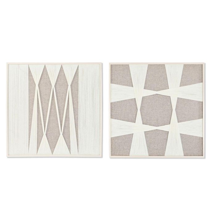 Cuadro Moderno DKD Home Decor Blanco Beige 3 x 80 x 80 cm (2 Unidades)