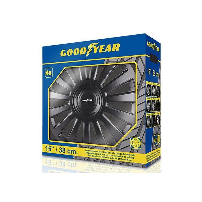 Abc GOD9068 Tapacubos Melbourne 15" Negro, Juego de 4 para Llantas de Acero, Montaje sin Herramientas, Fabricado en UE 2