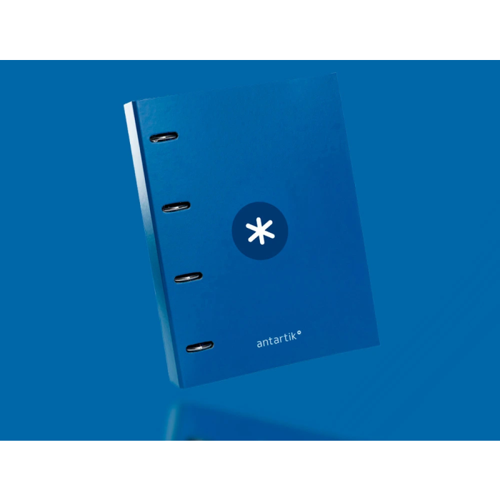 Antartik Carpeta con Recambio A4 Cuadro 5mm Forrada 4 Anillas 25mm Redondas Color Azul Marino 100 Hojas 100g 8