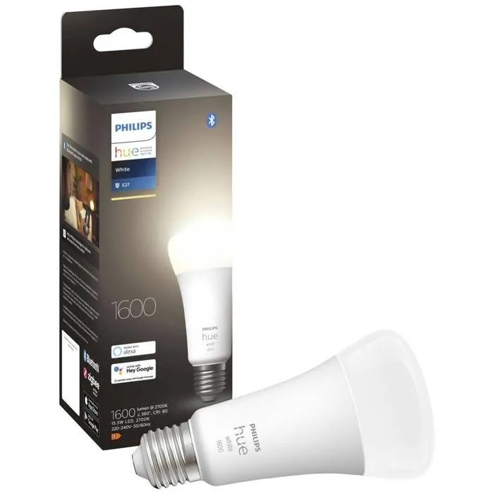 Philips Hue Bombilla LED Conectada Blanca E27 100W 1600 Lumen Bluetooth Compatible Alexa Google HomeKit PHI8719514343320 2 Philips Hue Bombilla LED Conectada Blanca E27 100W 1600 Lumen Bluetooth Compatible Alexa Google HomeKit PHI8719514343320 2