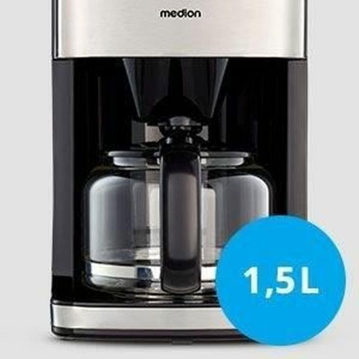 Medion MED4061275224559 Cafetera Digital de Filtro con Molinillo 1000W 1.5L Plata 3 Medion MED4061275224559 Cafetera Digital de Filtro con Molinillo 1000W 1.5L Plata 3