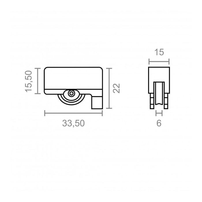 Edm Rodamiento endasa cll rd10 Blanco Nylon para Muebles 2 Unidades 33,5x15,5mm 2