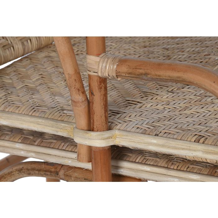 DKD Home Decor Tumbona y Mesa de Ratán Natural Set de 3 piezas 75 x 90 x 70 cm